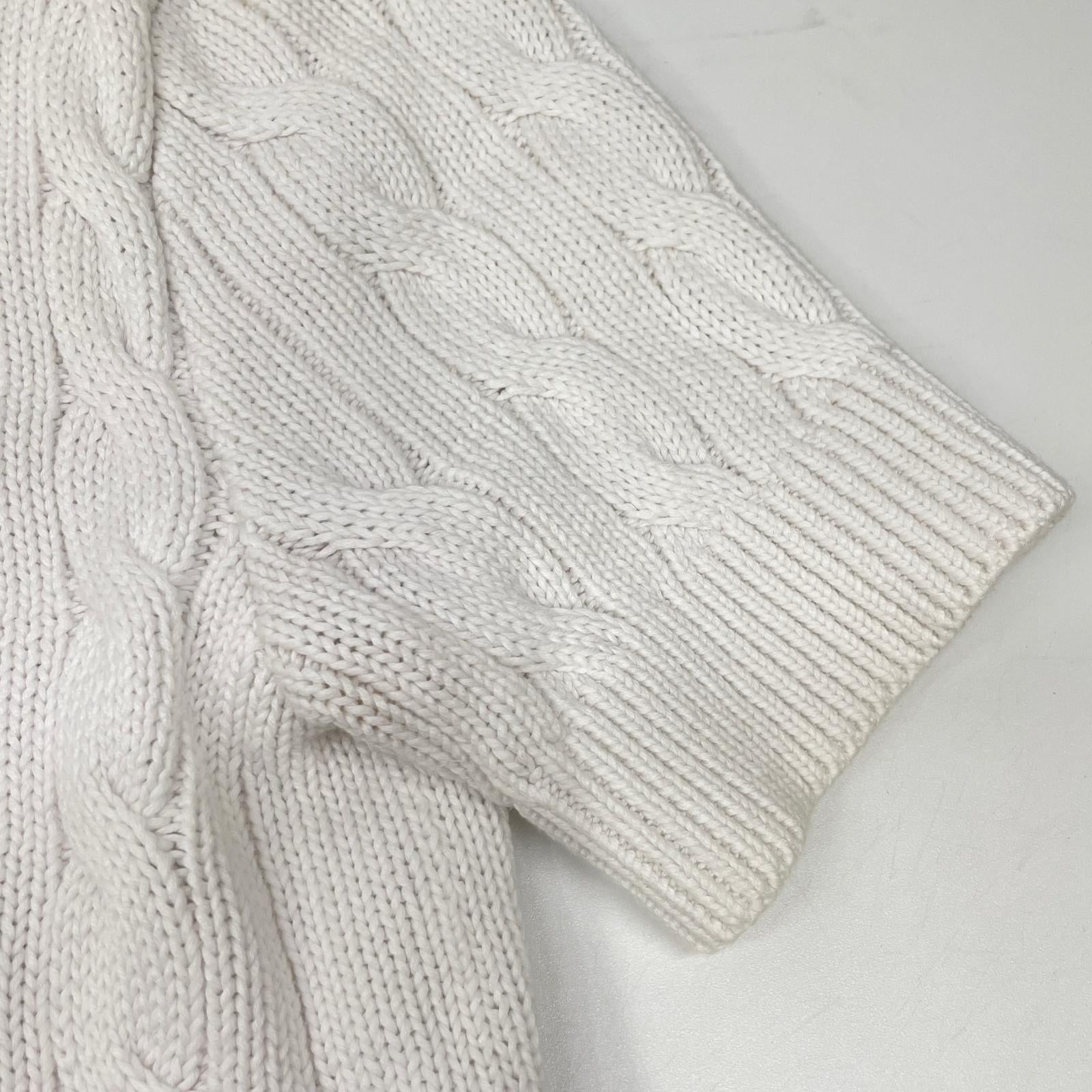 POLObyRalphLauren ポロラルフローレン ホワイト ケーブルニット ショートスリーブ カーディガン トップス