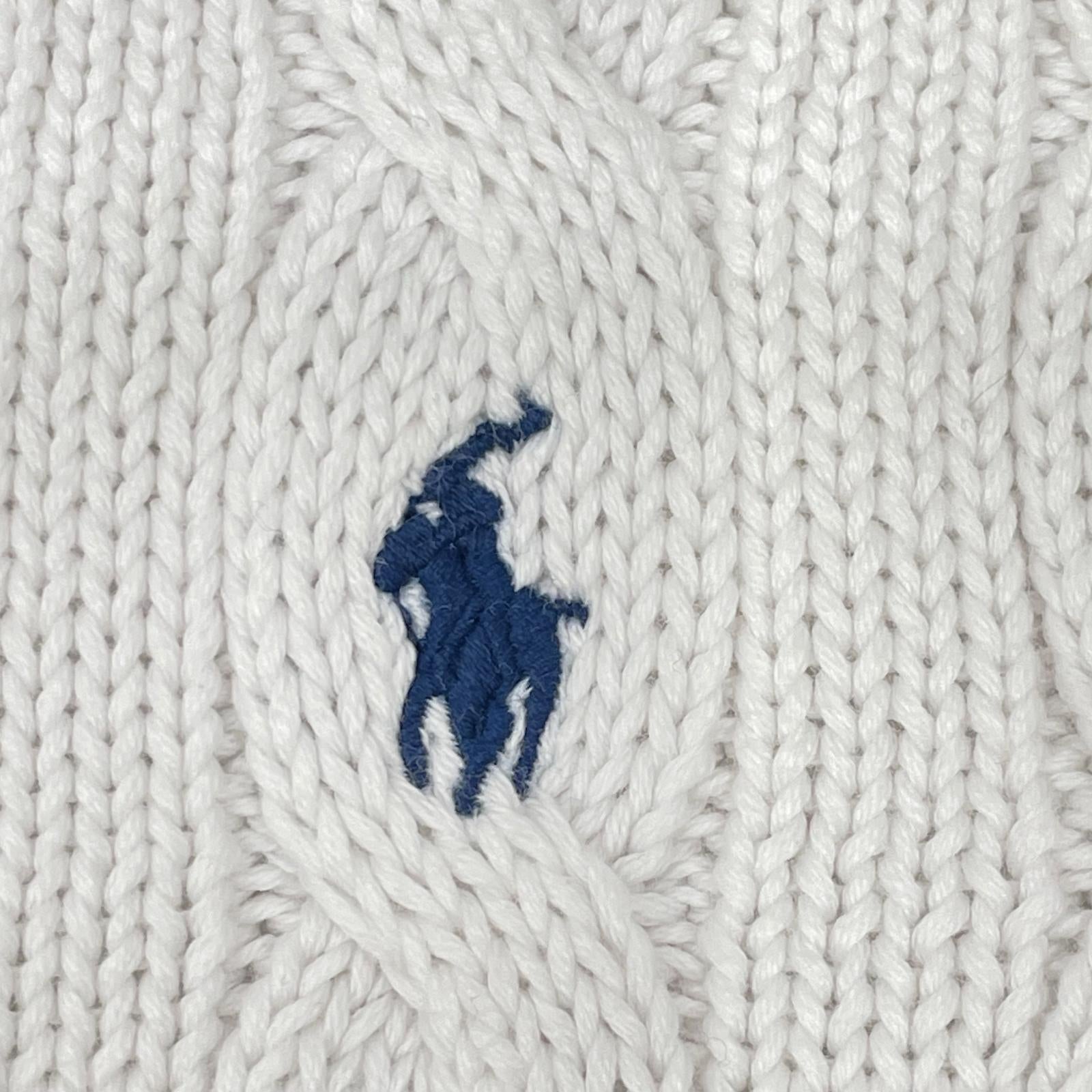 POLObyRalphLauren ポロラルフローレン ホワイト ケーブルニット ショートスリーブ カーディガン トップス