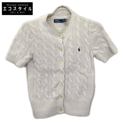 POLObyRalphLauren ポロラルフローレン ホワイト ケーブルニット ショートスリーブ カーディガン トップス