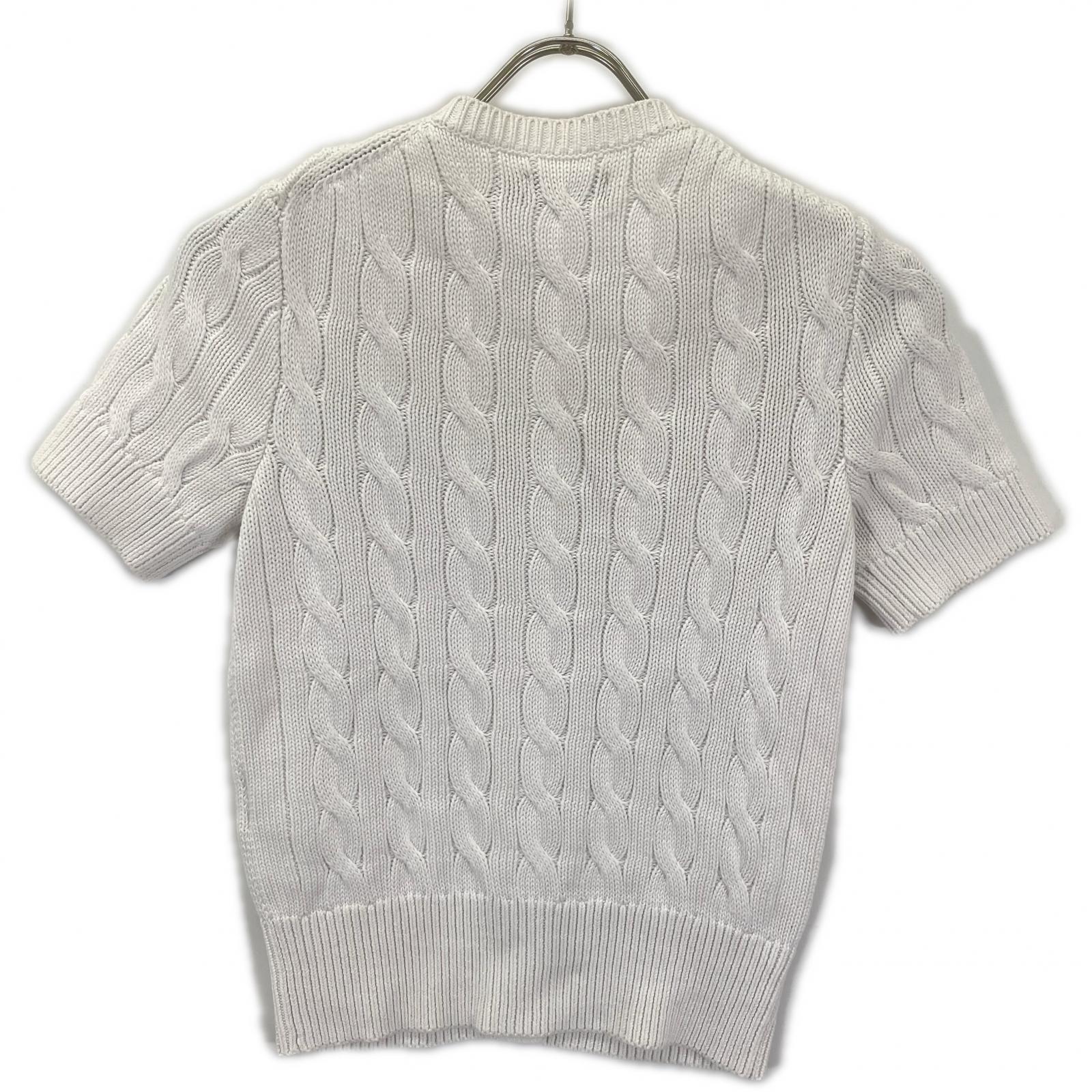 POLObyRalphLauren ポロラルフローレン ホワイト ケーブルニット ショートスリーブ カーディガン トップス