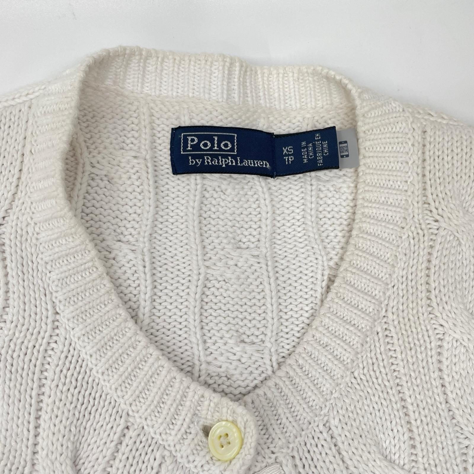 POLObyRalphLauren ポロラルフローレン ホワイト ケーブルニット ショートスリーブ カーディガン トップス