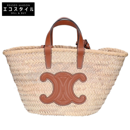 CELINE セリーヌ 【美品】ティーン CELINE クラシック パニエ / ラフィア＆カーフスキン かごバッグ トートバッグ