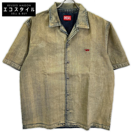 DIESEL ディーゼル A16957 09L49 ベージュ D-NABIL-D オープンカラーデニム半袖シャツ トップス
