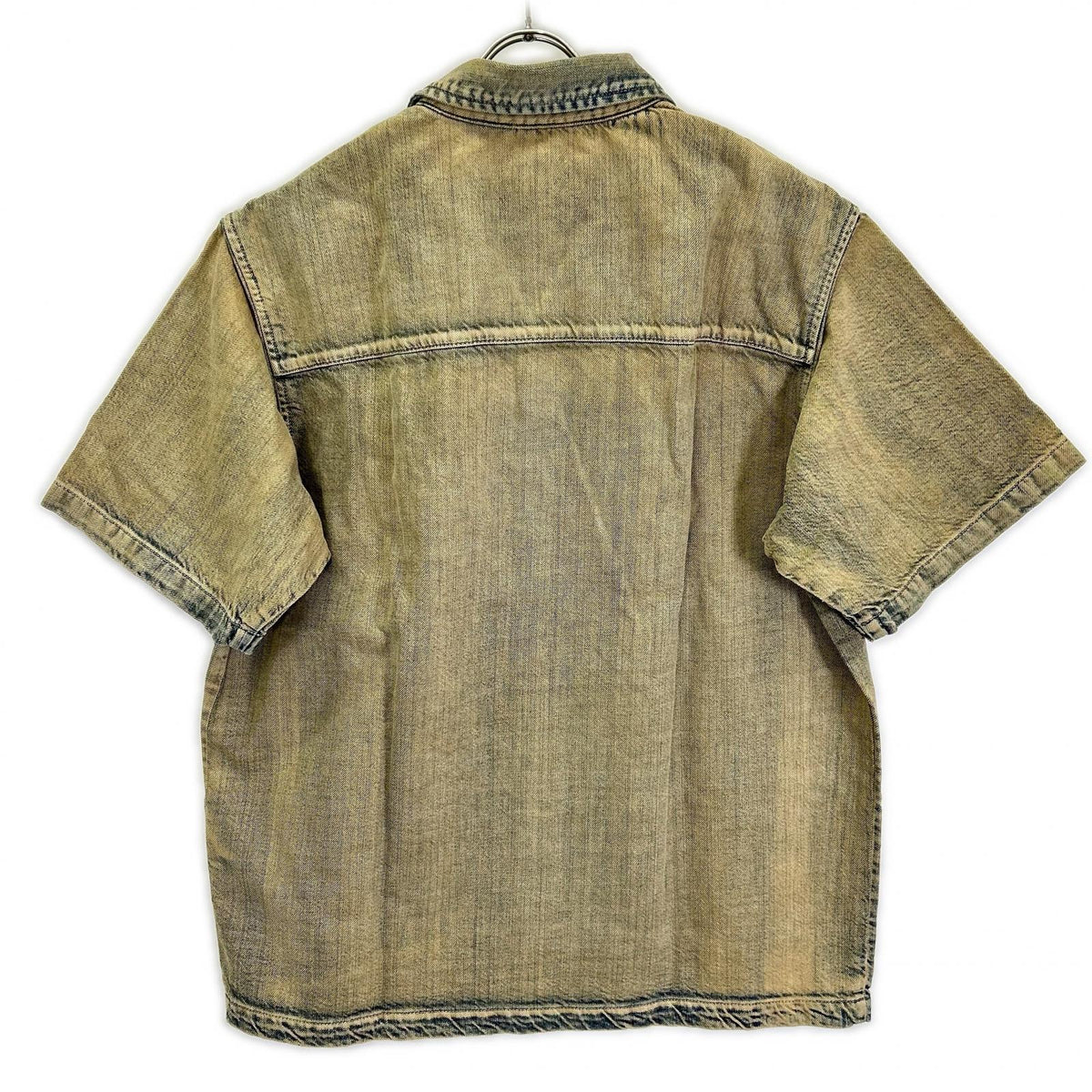 DIESEL Diesel A16957 09L49 Beige D-NABIL-D Open-Collar Denim Short-Sleeve Shirt Top