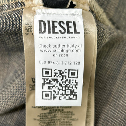DIESEL Diesel A16957 09L49 Beige D-NABIL-D Open-Collar Denim Short-Sleeve Shirt Top
