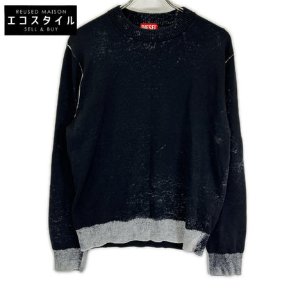 DIESEL ディーゼル A11187 24SS ブラック K-LARENCE-B ブリーチ加工クルーネックニット トップス