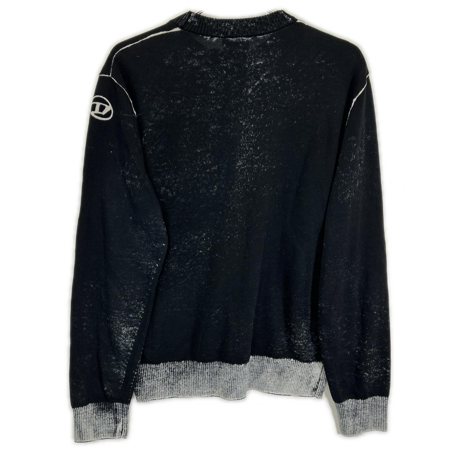 DIESEL ディーゼル A11187 24SS ブラック K-LARENCE-B ブリーチ加工クルーネックニット トップス