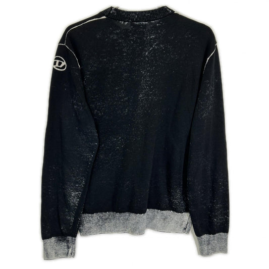 DIESEL ディーゼル A11187 24SS ブラック K-LARENCE-B ブリーチ加工クルーネックニット トップス