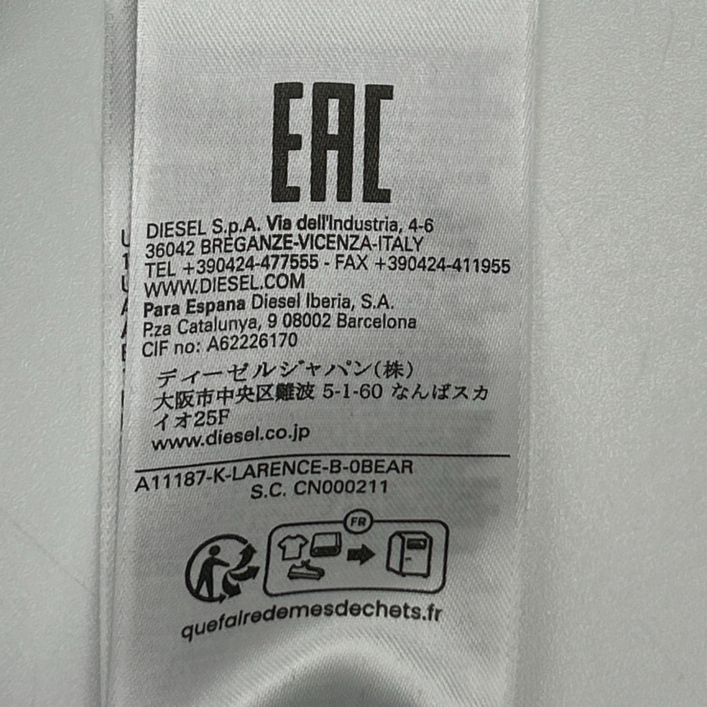 DIESEL ディーゼル A11187 24SS ブラック K-LARENCE-B ブリーチ加工クルーネックニット トップス