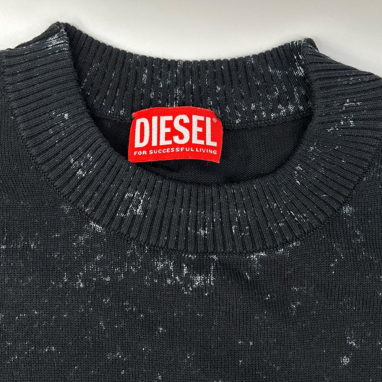 DIESEL ディーゼル A11187 24SS ブラック K-LARENCE-B ブリーチ加工クルーネックニット トップス