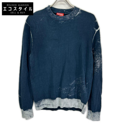DIESEL ディーゼル A11187 24SS ブルー K-LARENCE-B ブリーチ加工クルーネックニット トップス