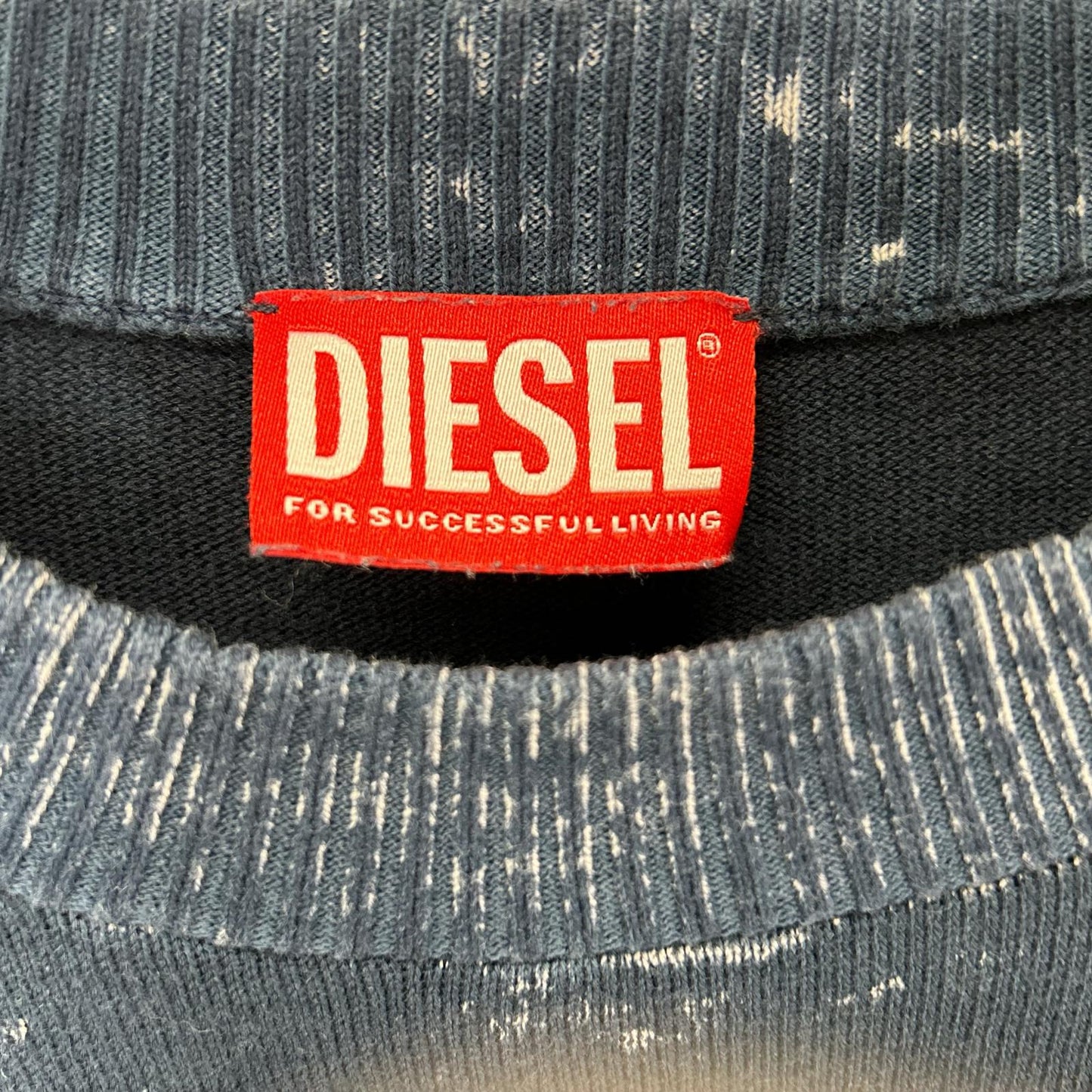 DIESEL ディーゼル A11187 24SS ブルー K-LARENCE-B ブリーチ加工クルーネックニット トップス