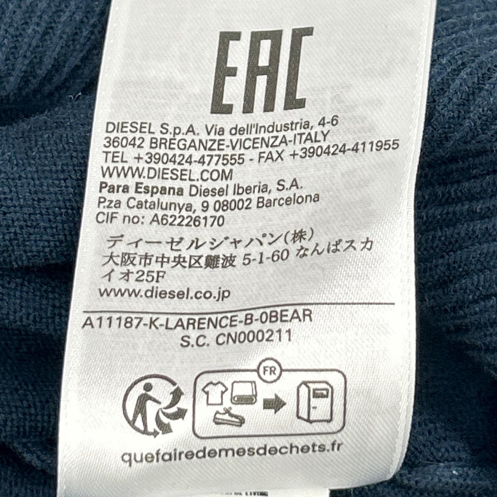 DIESEL ディーゼル A11187 24SS ブルー K-LARENCE-B ブリーチ加工クルーネックニット トップス