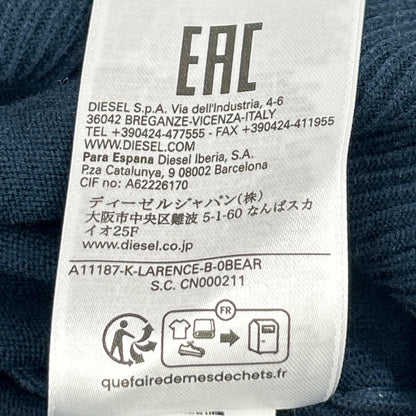 DIESEL ディーゼル A11187 24SS ブルー K-LARENCE-B ブリーチ加工クルーネックニット トップス