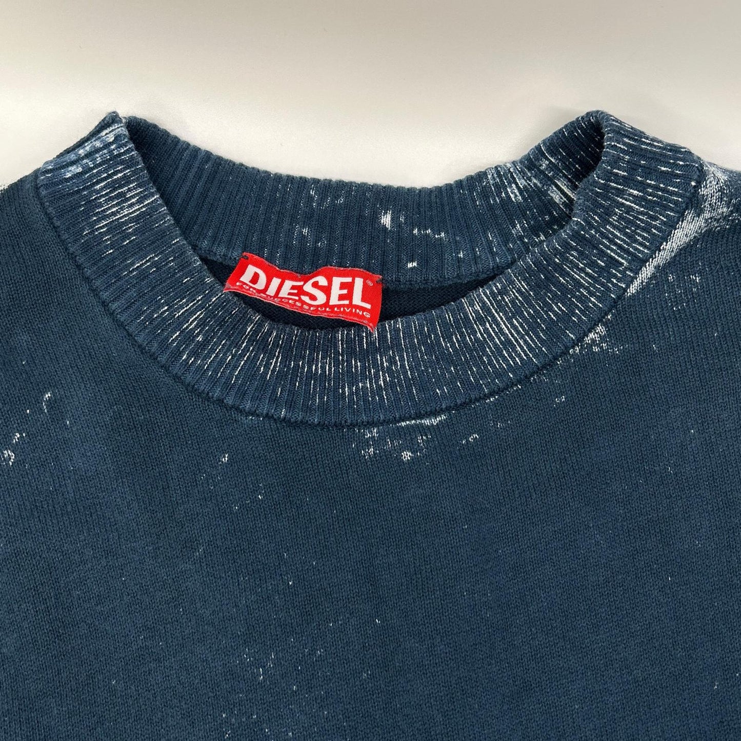 DIESEL ディーゼル A11187 24SS ブルー K-LARENCE-B ブリーチ加工クルーネックニット トップス