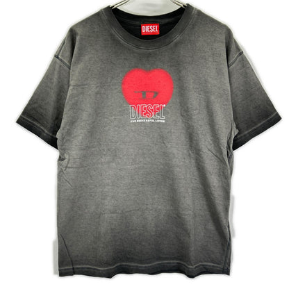 DIESEL ディーゼル グレー T-BUXT-N4 ハートプリントTシャツ トップス