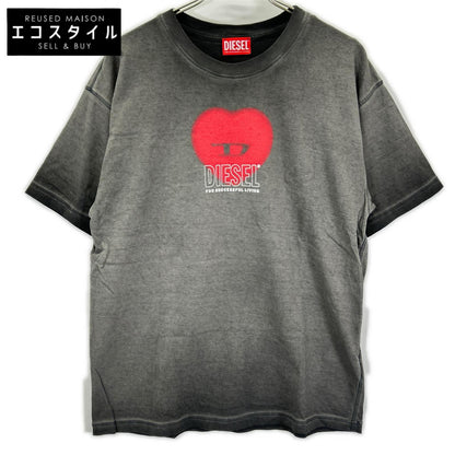 DIESEL ディーゼル グレー T-BUXT-N4 ハートプリントTシャツ トップス