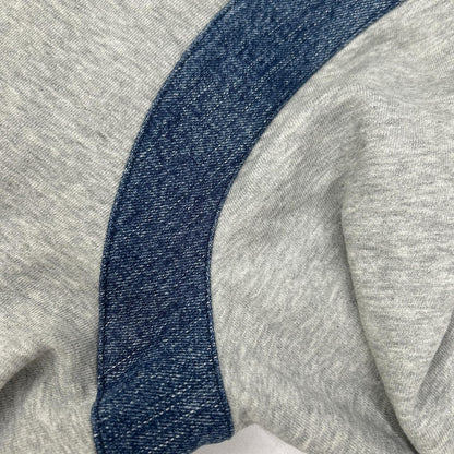 DIESEL ディーゼル グレー デニム切替 フーデッドジップアップパーカ トップス