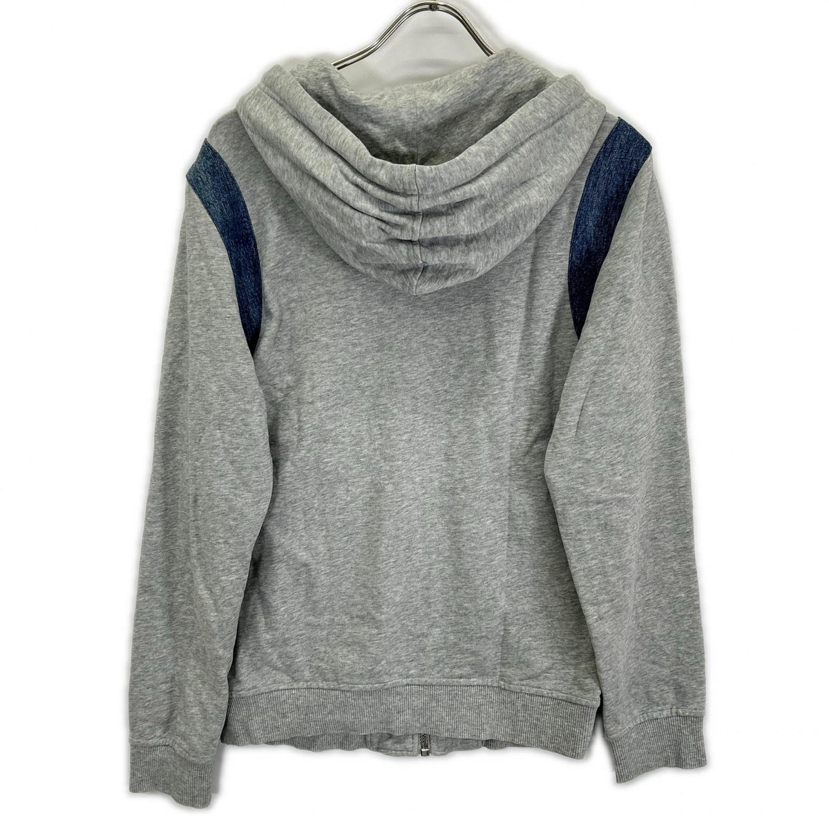DIESEL ディーゼル グレー デニム切替 フーデッドジップアップパーカ トップス