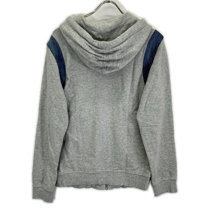DIESEL ディーゼル グレー デニム切替 フーデッドジップアップパーカ トップス