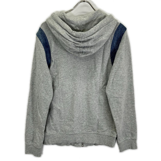 DIESEL ディーゼル グレー デニム切替 フーデッドジップアップパーカ トップス
