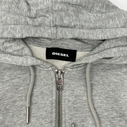 DIESEL ディーゼル グレー デニム切替 フーデッドジップアップパーカ トップス