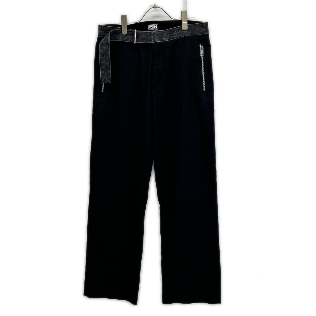DIESEL Diesel Black P-GOLD-A Belted Wide-Leg Pants Bottoms