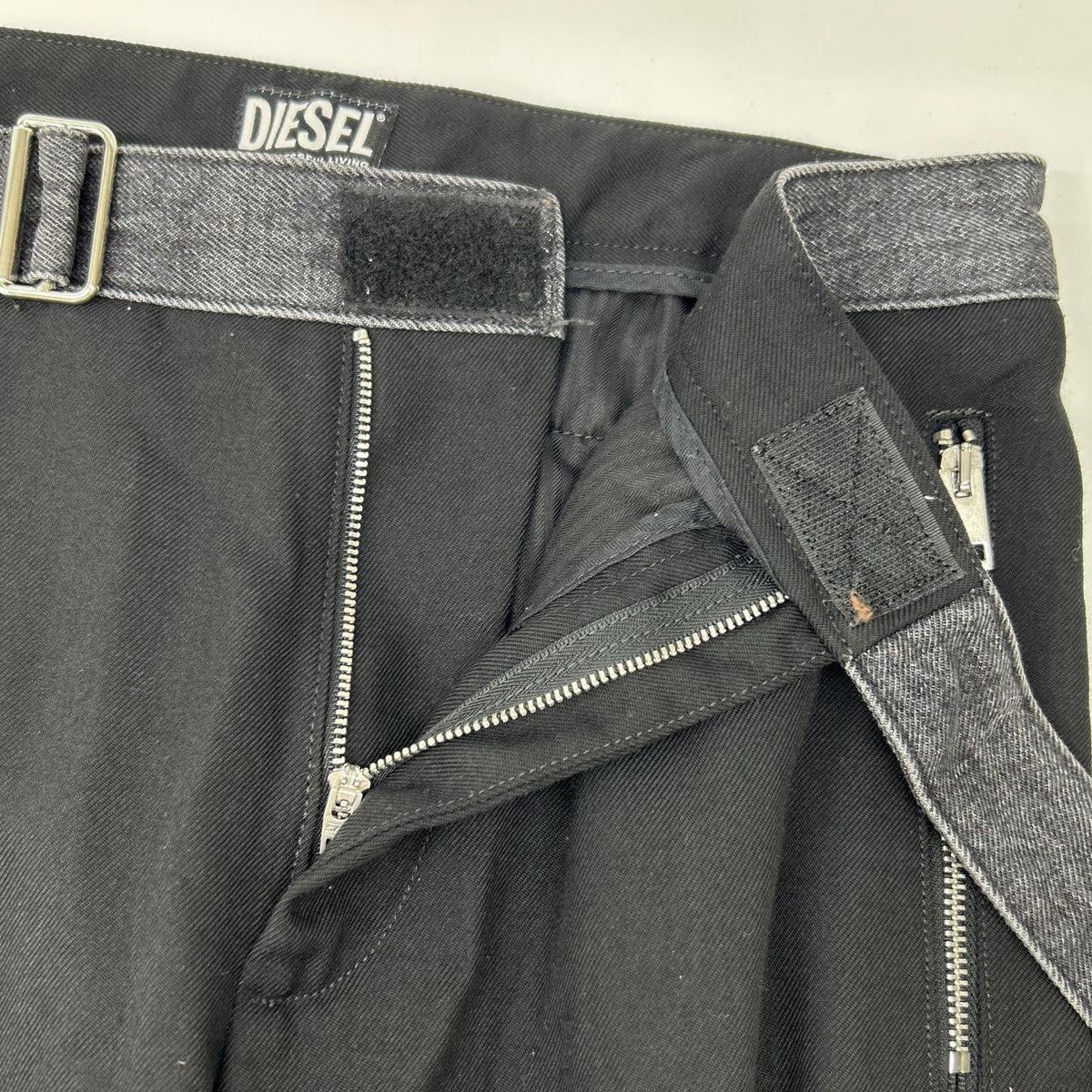 DIESEL Diesel Black P-GOLD-A Belted Wide-Leg Pants Bottoms