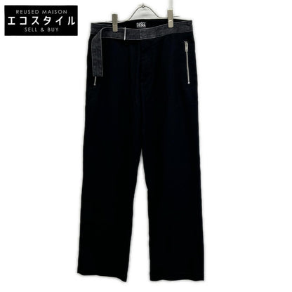 DIESEL Diesel Black P-GOLD-A Belted Wide-Leg Pants Bottoms