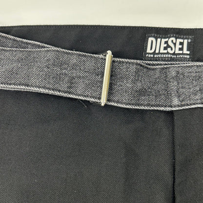 DIESEL Diesel Black P-GOLD-A Belted Wide-Leg Pants Bottoms