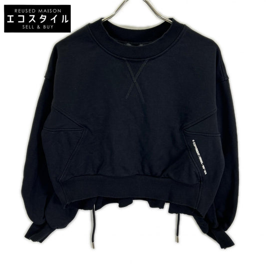 DIESEL ディーゼル ブラック F-MONDY ギャザーデザインスウェット トップス