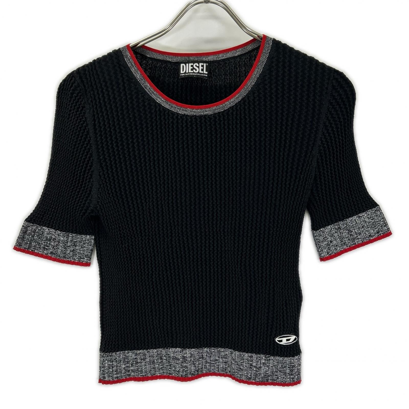 DIESEL ディーゼル ブラック M-ARIANNE SS ストレッチショートスリーブトップス トップス