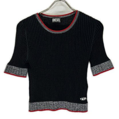 DIESEL ディーゼル ブラック M-ARIANNE SS ストレッチショートスリーブトップス トップス