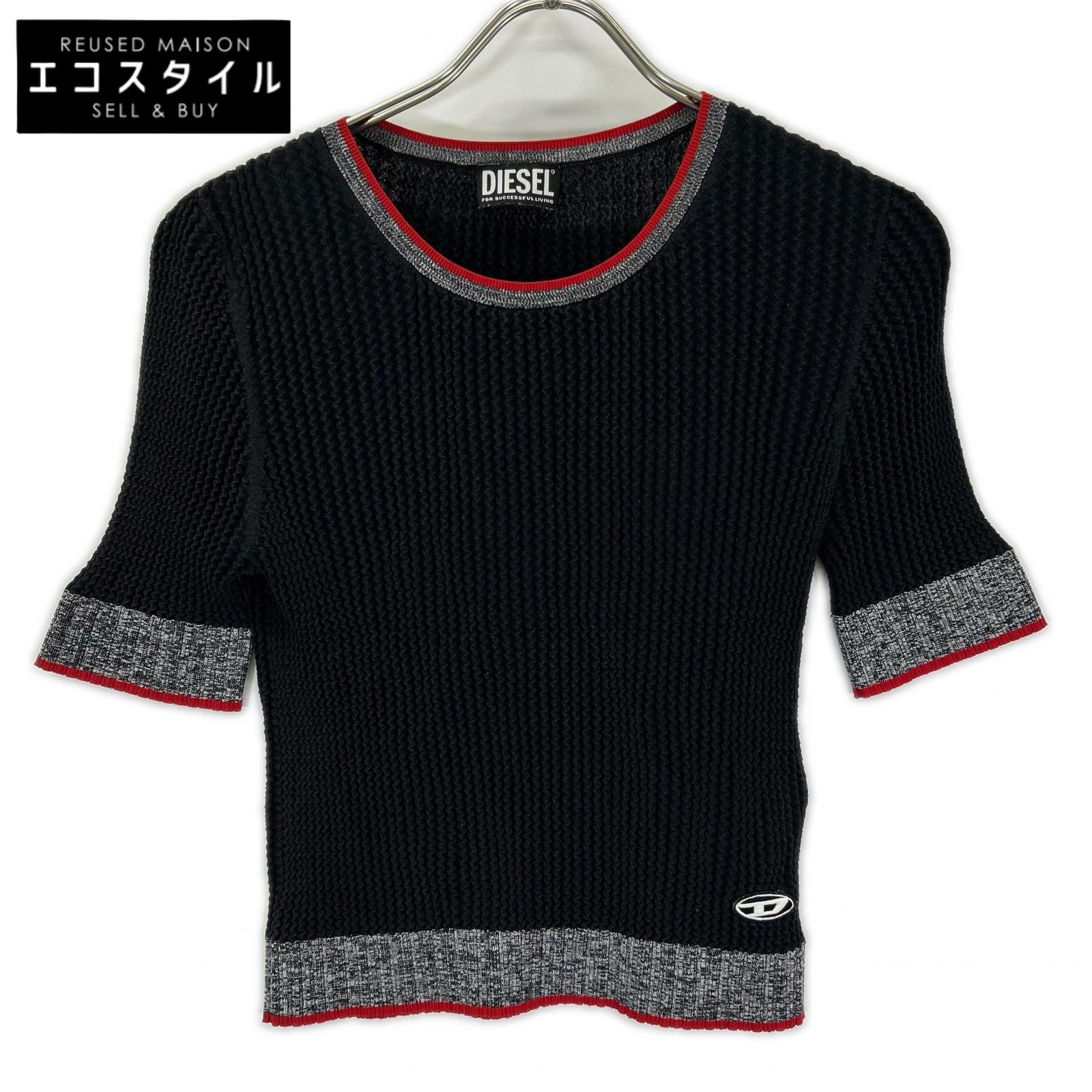DIESEL ディーゼル ブラック M-ARIANNE SS ストレッチショートスリーブトップス トップス