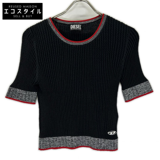 DIESEL ディーゼル ブラック M-ARIANNE SS ストレッチショートスリーブトップス トップス