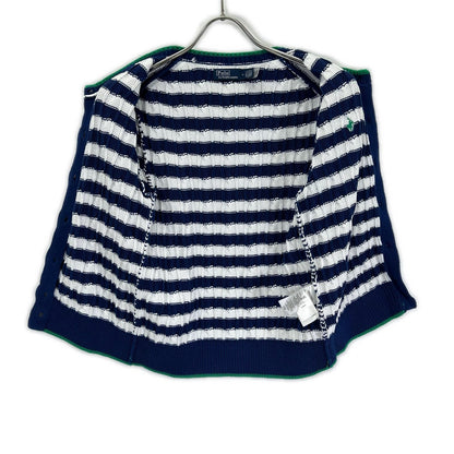 POLObyRalphLauren ポロラルフローレン 24SS ブルー×ホワイト ストライプド ケーブルニット ショートスリーブ カーディガン トップス