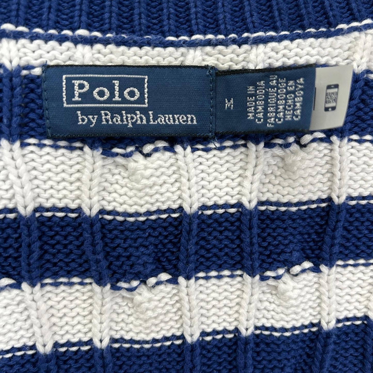 POLObyRalphLauren ポロラルフローレン 24SS ブルー×ホワイト ストライプド ケーブルニット ショートスリーブ カーディガン トップス