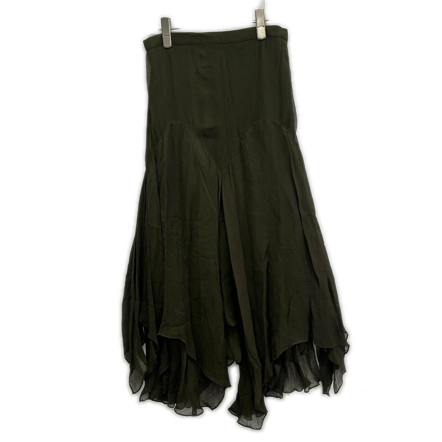 Polo by Ralph Lauren Polo by Ralph Lauren Khaki Sheer Asymmetrical Long Skirt Skirt
