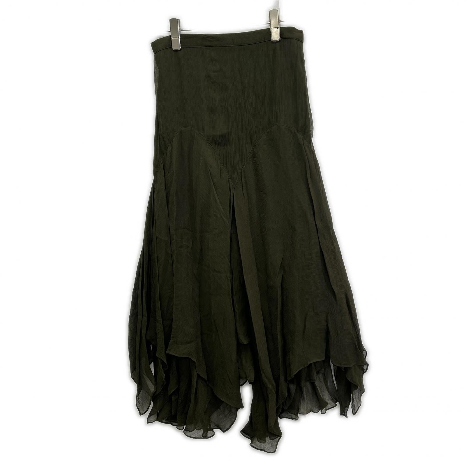Polo by Ralph Lauren Polo by Ralph Lauren Khaki Sheer Asymmetrical Long Skirt Skirt