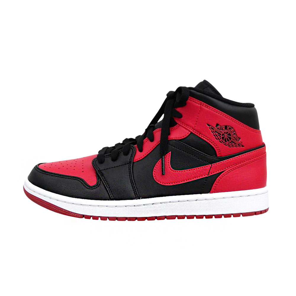NIKE ナイキ 新品同様 AIR JORDAN 1 MID ブレッド スニーカー シューズ メンズ ブラック×レッド 26.5cm 554724-074 シューズ