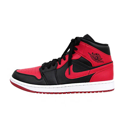NIKE ナイキ 新品同様 AIR JORDAN 1 MID ブレッド スニーカー シューズ メンズ ブラック×レッド 26.5cm 554724-074 シューズ