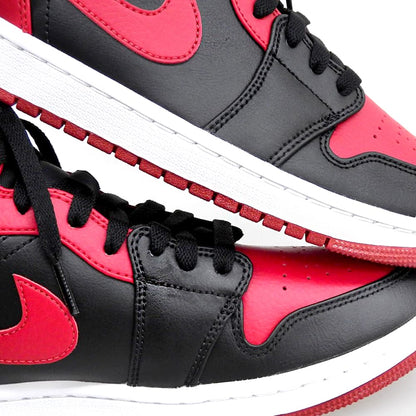 NIKE ナイキ 新品同様 AIR JORDAN 1 MID ブレッド スニーカー シューズ メンズ ブラック×レッド 26.5cm 554724-074 シューズ
