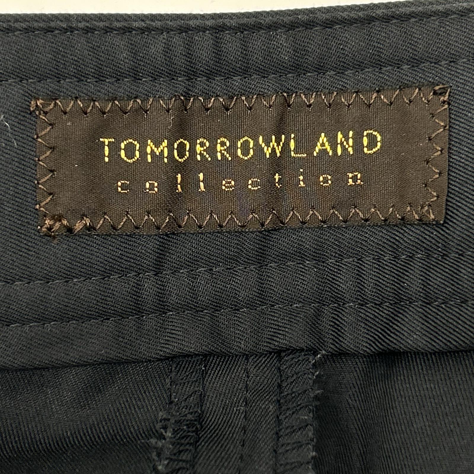 TOMORROWLAND トゥモローランド ブラック コットンギャバジン タックワイドパンツ ボトムス