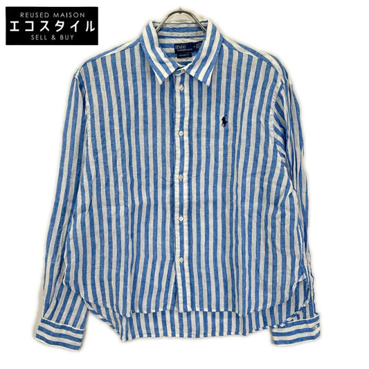 POLObyRalphLauren ポロラルフローレン ライトブルー×ホワイト リネン100 ストライプ ロングスリーブ ボタンシャツ トップス