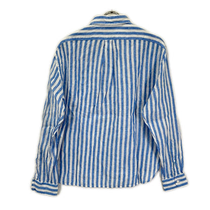 POLObyRalphLauren ポロラルフローレン ライトブルー×ホワイト リネン100 ストライプ ロングスリーブ ボタンシャツ トップス