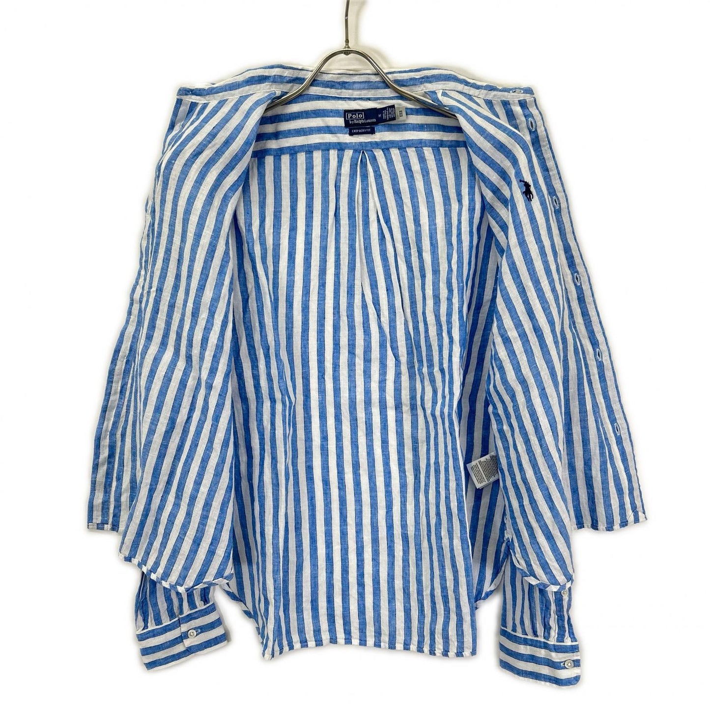 POLObyRalphLauren ポロラルフローレン ライトブルー×ホワイト リネン100 ストライプ ロングスリーブ ボタンシャツ トップス