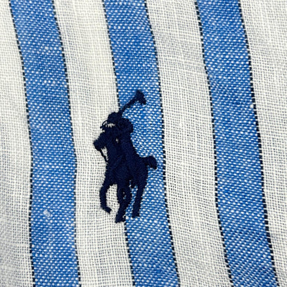 POLObyRalphLauren ポロラルフローレン ライトブルー×ホワイト リネン100 ストライプ ロングスリーブ ボタンシャツ トップス