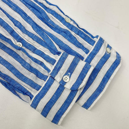 POLObyRalphLauren ポロラルフローレン ライトブルー×ホワイト リネン100 ストライプ ロングスリーブ ボタンシャツ トップス