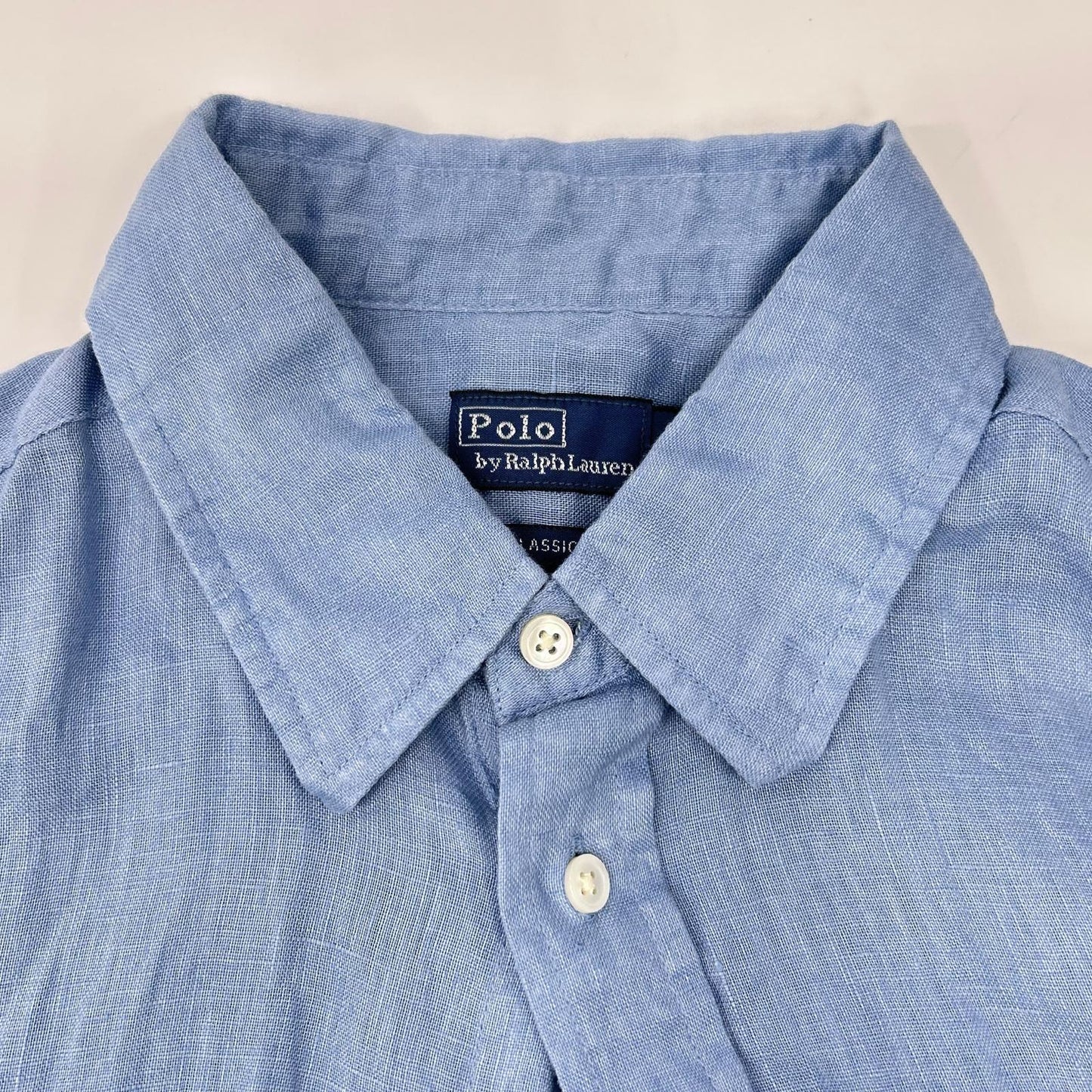 POLObyRalphLauren ポロラルフローレン ライトブルー リネン100 ストライプ ロングスリーブ ボタンシャツ トップス