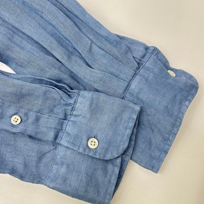 POLObyRalphLauren ポロラルフローレン ライトブルー リネン100 ストライプ ロングスリーブ ボタンシャツ トップス